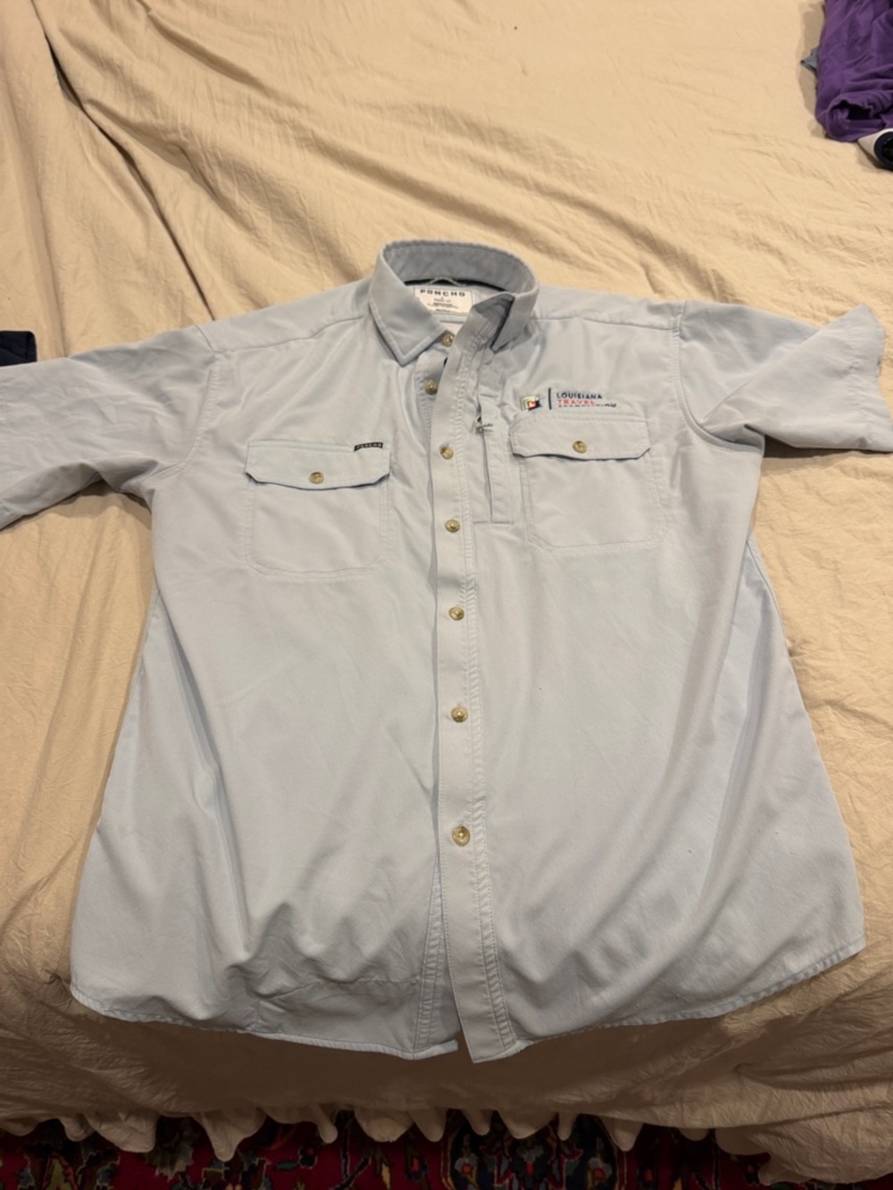 Poncho Small Regular Fit Light Blue Men's Button-Down Performance Shirt